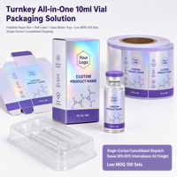 Boîtes d'emballage en papier personnalisées pour flacons de 10 ml, carton holographique arc-en-ciel 350 g/m², pliables, à rabat, pour échantillons, faible MOQ 100 pièces