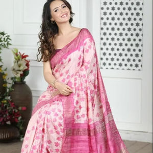 HERMOSO TUSSAR SEDA JARI BORDER SAREES CON BLUSA - Product Image 1