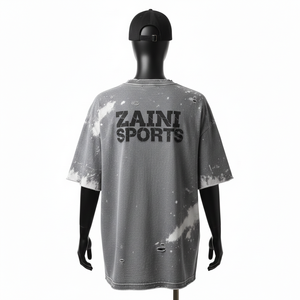 Camiseta Oversize para Mujer, 240 GSM, Algodón Jersey, Lavado Ácido, Gris, Corte Holgado, Estampado con Logo, Camiseta de Algodón para Mujer - Product Image 2