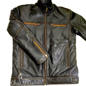 Chaquetas de cuero genuino hechas a mano reales para hombres Vintage nueva llegada estilo de motorista de alta calidad senderismo al aire libre chaquetas de aspecto real - Product Image 1