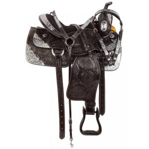 Beaux accessoires assortis personnalisés Selle de cheval de spectacle occidental en cuir véritable et selle d'équitation synthétique portable - Product Image 1
