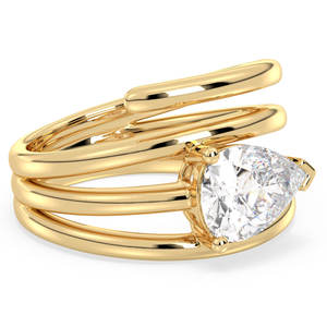 REYES-Anillo solitario de moissanita en forma de pera con diseño espiral único, joyería fina certificada GRA de Plata de Ley 925 para mujer - Product Image 3