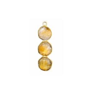 <b>Citrine</b> Three-Stone Long <b>Pendant</b> Gold Vermeil Sterling Silver Bezel Set Handmade Raw Gemstone Charm Children's Jewelry Gift for - Product Image 1