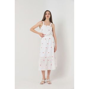 TOPSHOW Women's Red Floral Embroidered Long Broderie Anglaise <b>Skirt</b> for Wholesale, Elegant Summer Style - Product Image 3