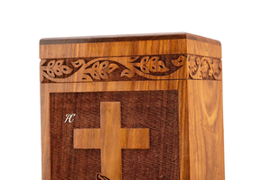 โกศไม้รูปไม้กางเขนโรสวูดส์ทำด้วยมือกล่องใส่ของตกแต่งโกศสำหรับขี้เถ้า - Product Image 4