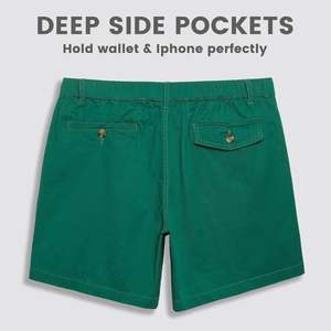 Shorts décontractés en coton pour homme, coupe classique, taille élastique avec plusieurs poches, pour un usage quotidien, marche, tenue d'été - Product Image 2