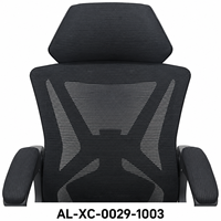 Chaise de bureau moderne noire à cadre creux en maille avec appui-tête et assise en maille ouverte pour bureaux de direction et espaces de travail à domicile