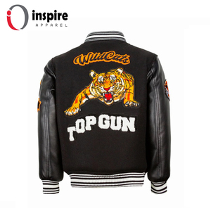 Blouson Bomber en Laine Personnalisé de Haute Qualité, Col Montant, Écologique, Style Hip Hop, avec Logo Brodé et Patch Coloré pour l'Hiver - Product Image 3