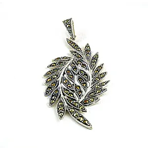 Collier pendentif feuille vintage pour femme en argent sterling 925 avec serti clos et chaîne à maillons, bijou à porter au quotidien, cadeau - Product Image 2