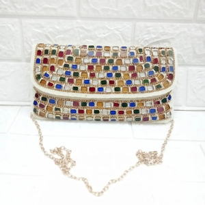 Bolso de noche de diseñador hecho a mano para mujer, billetera de fiesta con tachuelas de piedra, embrague elegante para ocasiones formales - Product Image 2