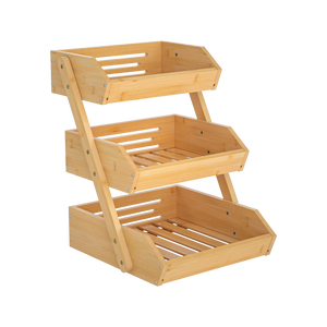 Cesta de Frutas de Bambú Elegante de Alta Calidad, Organizador de 3 Niveles para Almacenamiento en la Cocina, Uso Multiusos Ecológico - Product Image 1