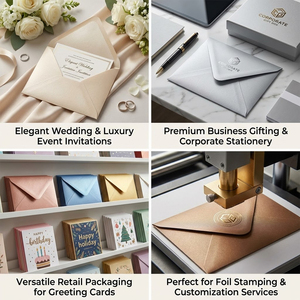 Enveloppes en papier perlé avec logo en feuille d'argent personnalisées OEM <span class=keywords><strong>SHINY</strong></span>, multicolores, effet scintillant, fournisseur d'enveloppes pour cartes de <span class=keywords><strong>v</strong></span>œux - Product Image 2