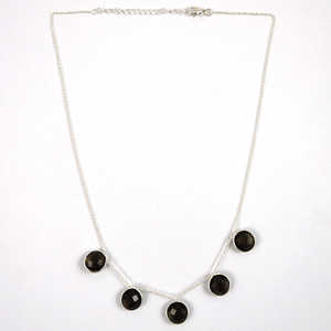 Les bijoux de mariage en argent sterling 925 sont livrés avec cinq colliers de pierres précieuses en quartz fumé pour femmes et filles au prix de gros - Product Image 2