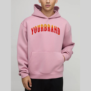 Custom Puff Printing Hoodie Man High Quality 100% Cotton Pullover Sweatshirts Solid Heavyweight Streetwear <b>for</b> <b>Men</b> <b>for</b> Winter - Product Image 1