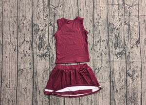 Baby Girls Maroon <b>Gold</b> Stripe Vest Top Skirt Shorts Team Yoga Active <b>Clothes</b> Sets - Product Image 3