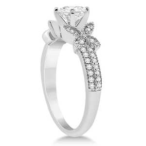 Anillo de Compromiso con Diamante Milgrain de 0.25ct en Platino, Elegante Estilo de Mariposa - Product Image 3