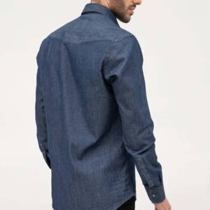 Camisas personalizadas de talla grande para hombre, camisas de algodón de manga larga, pantalones vaqueros informales de ajuste regular, último diseño, tejido de punto transpirable de mezclilla lavada - Product Image 3