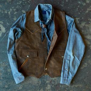 Top qualité en cuir véritable hommes gilet hommes décontracté en cuir PU gilets bouton ouvert col en v respirant véritable PU gilet - Product Image 6