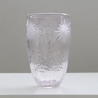 Vases en verre soufflé à la bouche Bixuan rose pâle, gravés, martelés, effet craquelé, motif étoile, porte-fleurs, style Art déco moderne, pour mariage