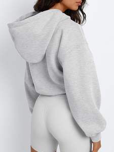 Top corto informal personalizado para mujer Sudadera con capucha 100% algodón transpirable Streetwear para invierno - Product Image 2