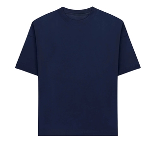 เสื้อยืดแขนสั้นลำลองผู้ชายไซส์ใหญ่ สีน้ำเงินเข้ม 220gsm ผ้าออร์แกนิค 100% ปักโลโก้คุณภาพสูง ปรับแต่งได้ - Product Image 1