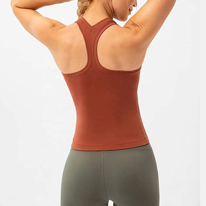 Camiseta sin Mangas para Mujer al por Mayor, Tops de Yoga para Entrenamiento, Ropa Deportiva de Verano para Correr, Talla Grande, Poliéster/Algodón, Color Sólido, Transpirable, Frente - Product Image 4