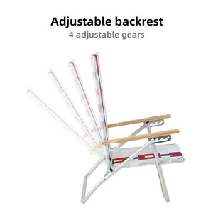 كرسي شاطئ قابل للتعديل من HOMFUL بأربعة أوضاع، كرسي خفيف الوزن قابل للطي مصنوع من الألومنيوم مع مساند خشبية وإطار مضاد للانقلاب - Product Image 3
