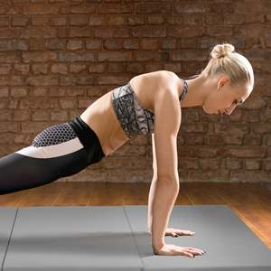 Tappetino Pieghevole GoGym 6x2ft Grigio con Maniglie, Tappetino per Fitness e Yoga a 3 Pannelli - Product Image 4