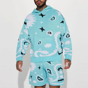 Nouveauté 2025, ensembles de survêtements unisexes à capuche et shorts, style vintage délavé à l'acide, imprimés à l'écran, pour hommes - Product Image 5