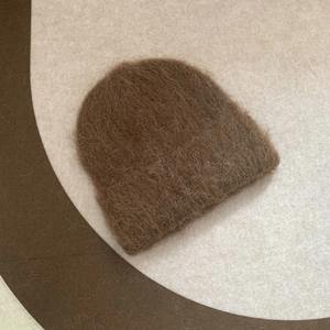 Gorro de Lana Esponjoso para Mujer, Gorro de Punto Cálido de Invierno, Gorro Tipo Bonete Sólido para Mujer - Product Image 4
