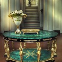 Table à manger en malachite de style traditionnel pour l'exposition à domicile, étagère de présentation, meuble de salon artisanal en pierre