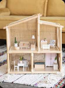 Étagères de rangement pour maison de poupée en rotin naturel minimaliste tissé à la main pour enfants, fabriquées au Vietnam par GreenArt - Product Image 5