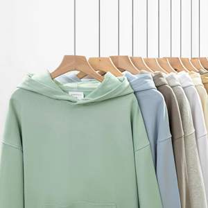 Sudaderas con capucha de felpa francesa de algodón 100% de alta calidad Unisex de manga larga 380gsm de talla grande logotipo personalizado sin cordón cuello con capucha - Product Image 2