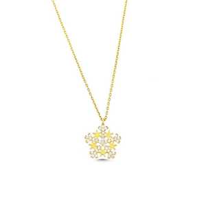 Collier en argent sterling 925 avec pendentif et breloque étoile et flocon de neige avec pierre blanche - Product Image 3