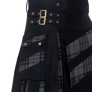 Meilleures ventes : Kilt moderne hybride pour homme en coton noir et gris, motif tartan à rayures croisées, collection 2026 - Product Image 6