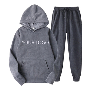 High Quality Custom Logo Two Piece Suits Solid Color Blank <b>Plain</b> <b>Tracksuit</b> Hoodie Men Sweatsuit Sets for Men Jogging - Product Image 2