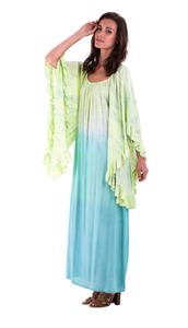 Women's Plus Size New Traditional Boho Style <b>Kaftan</b> Dress <b>Summer</b> Viscose Tie-Dye Ruffles Maxi Slit Straight Silhouette Ombre - Product Image 4