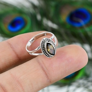 Anillo clásico de cuarzo ahumado Natural de mejor diseño, anillo hecho a mano, Plata de Ley 925 sólida, joyería de plata hecha a mano con estampado de plata 925 - Product Image 4