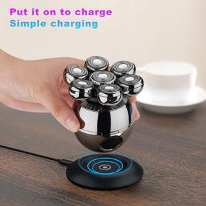 Afeitadora y Recortadora Eléctrica Rotativa de 7 Cuchillas para Hombre, 3 en 1, Lavable, para Uso Facial, con Luz Indicadora de Carga - Product Image 3