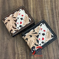 Dompet kulit ukir tangan Rfid pemblokir Rfid dompet kulit asli pria lipat dua dompet tempat kartu