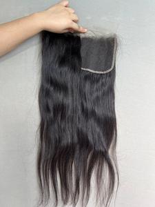 Vente en gros 4x4 extensions de cheveux humains vierges indiens bruts non transformés à fermeture à lacet 100% - Product Image 3