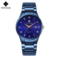 Montre pour homme WWOOR 8830 de haute qualité, boîtier en acier inoxydable, fond en acier inoxydable, cadran romain, design unique pour homme, montre-bracelet