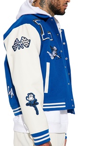 Personalizable Varsity chaquetas de béisbol de los hombres de cuero de lana Chenille logotipo bordado de moda recubierto de procesamiento - Product Image 2