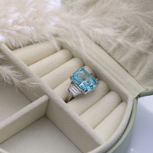 Aquamarine CZ Stone Baguette Design Jewelry Trukish Handmade Wholesale Cluster Zircon <b>Ring</b> - Product Image 4