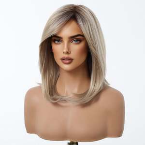 DWY Natural Elegance Shoulder-Length Blonde <b>Wig</b> Rooted for a Layered Look - Product Image 4