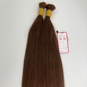 Lujo 100% Extensiones de cabello humano vietnamita Sin cortar Suelto a granel Marrón oscuro #4 100g Doble dibujado Cabello a granel Sin trama - Product Image 4