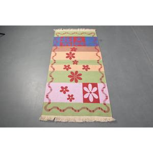 Alfombra Turca de 2.6x5.3 pies, Alfombra Pequeña Vintage, Alfombra Ombré Roja y Verde - Product Image 5