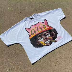 Streetwear personnalisé sérigraphie hommes boxe Double couche manches t-shirt surdimensionné Vintage hommes boxe t-shirt poids lourd - Product Image 5