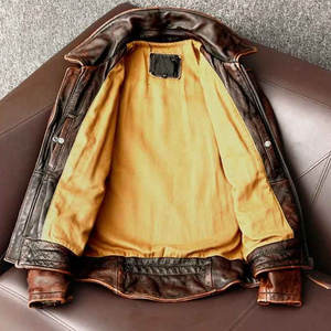 Chaqueta de Moda Entallada de Cuero Vacuno 100% Marrón Vintage de Nueva Llegada Personalizada para Hombre, Cuero Genuino Ligero para Invierno - Product Image 4