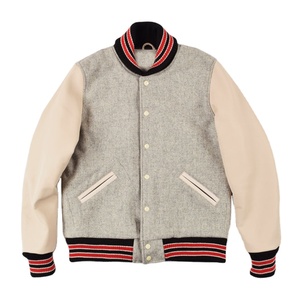 Chaqueta universitaria de béisbol con manga de cuero PU CUMAX SPORTS, abrigo Bomber de lana universitario personalizado para hombre, chaqueta OEM Letterman - Product Image 1